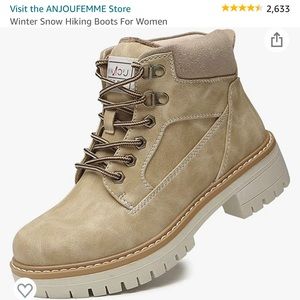 ANJOUFEMME Winter Snow Hiking Boots for Women, size US 9, *BRAND NEW* Tan